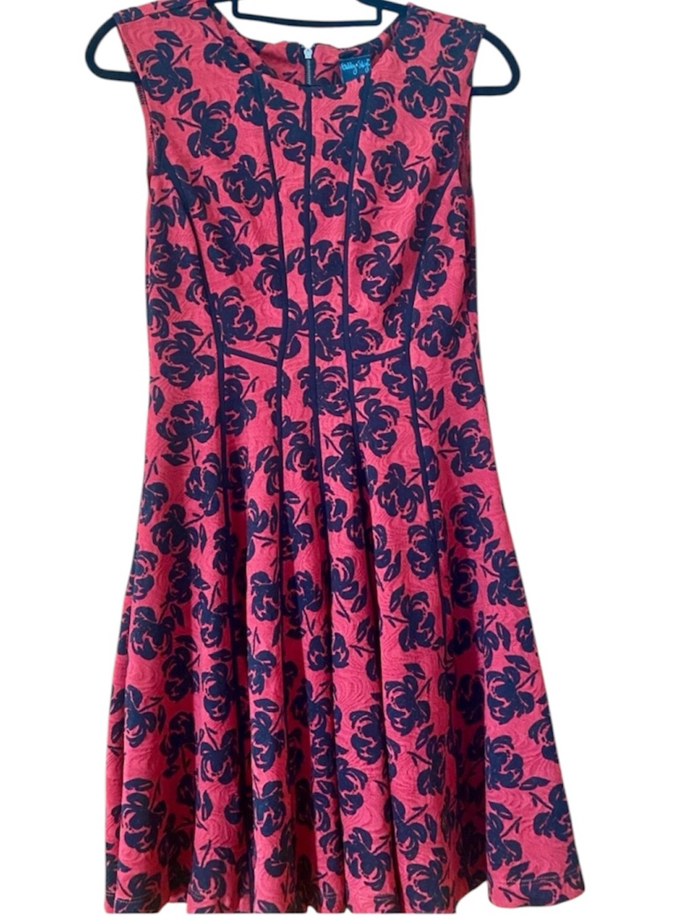 Gabby Skye Red Black Floral Fit & Flare Swing Dress Size 8